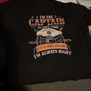 Black Graphic T-Shirt with Nautical Design